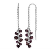 Sterling Silver Rhodium-plated Garnet Cluster Dangle Earrings view 1