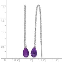 Sterling Silver Rhodium-plated Amethyst Bead Dangle Earrings view 4