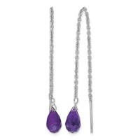 Sterling Silver Rhodium-plated Amethyst Bead Dangle Earrings view 1