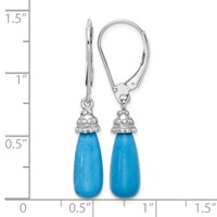Sterling Silver Rhodium-plated Turquoise Stone Dangle Earrings view 4