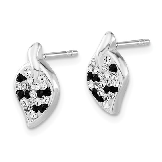 Sterling Silver Stellux Crystal Animal Print Leaf Shaped Post Earrings