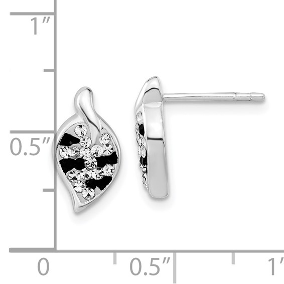 Sterling Silver Stellux Crystal Animal Print Leaf Shaped Post Earrings