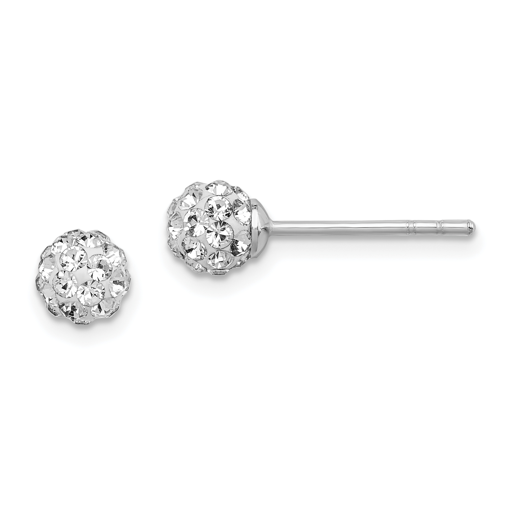 Sterling Silver Rhodium Plated Stellux Crystal Ball Post Earrings (QE9537)