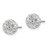 Sterling Silver Rhodium-plated Post 8mm White Czech Crystal Earrings view 2