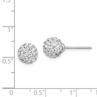 Sterling Silver Rhodium-plated Post 8mm White Czech Crystal Earrings view 4