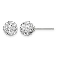 Sterling Silver Rhodium-plated Post 8mm White Czech Crystal Earrings view 1