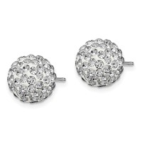 Sterling Silver Rhodium-plated 10mm White Czech Crystal Post Earrings view 2