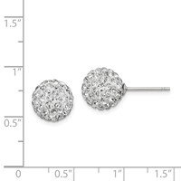 Sterling Silver Rhodium-plated 10mm White Czech Crystal Post Earrings view 4