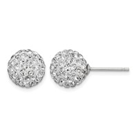 Sterling Silver Rhodium-plated 10mm White Czech Crystal Post Earrings view 1