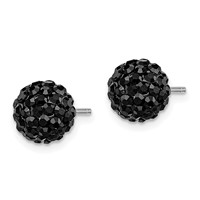 Sterling Silver Rhodium-plated 8mm Black Czech Crystal Post Earrings view 2
