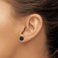 Sterling Silver Rhodium-plated 8mm Black Czech Crystal Post Earrings view 3