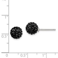 Sterling Silver Rhodium-plated 8mm Black Czech Crystal Post Earrings view 4