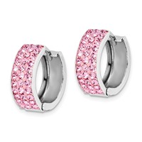 Sterling Silver RH-plated Pink Preciosa Crystal Hinged Hoop Earrings view 2