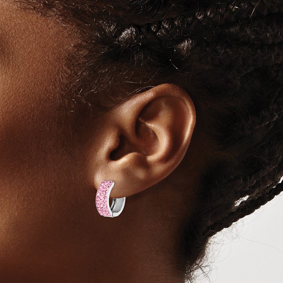 Sterling Silver Crystal Hoop Earrings