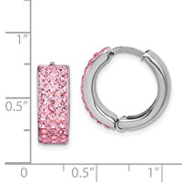 Sterling Silver RH-plated Pink Preciosa Crystal Hinged Hoop Earrings view 4