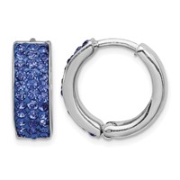 Sterling Silver RH-plated Blue Preciosa Crystal Hinged Hoop Earrings view 1