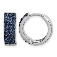 Sterling Silver RH-plated Navy Preciosa Crystal Hinged Hoop Earrings view 1