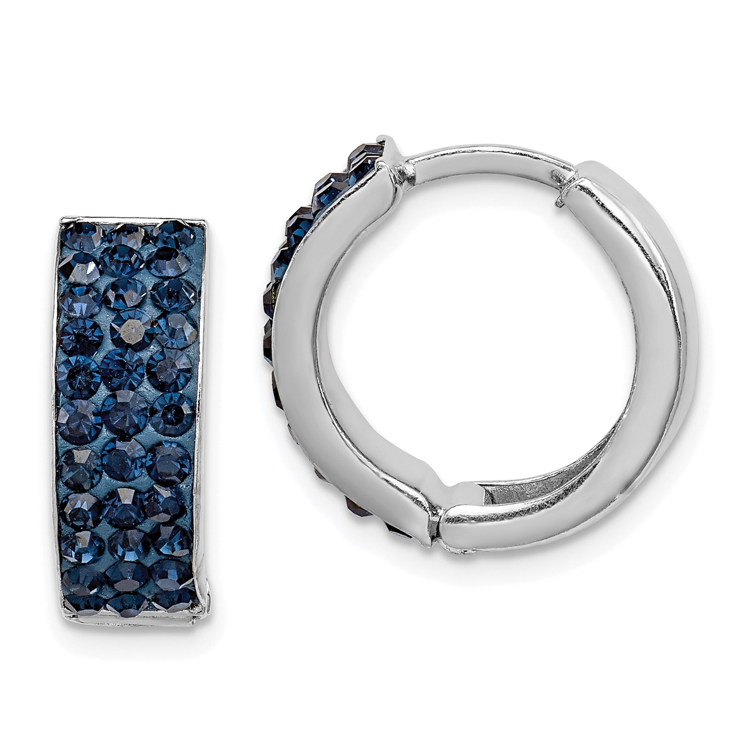 Sterling Silver Dark Blue Preciosa Crystal Small 0 5in Hinged Hoop Image Is Loading Sterling Silver Dark Blue Preciosa Crystal Small 0