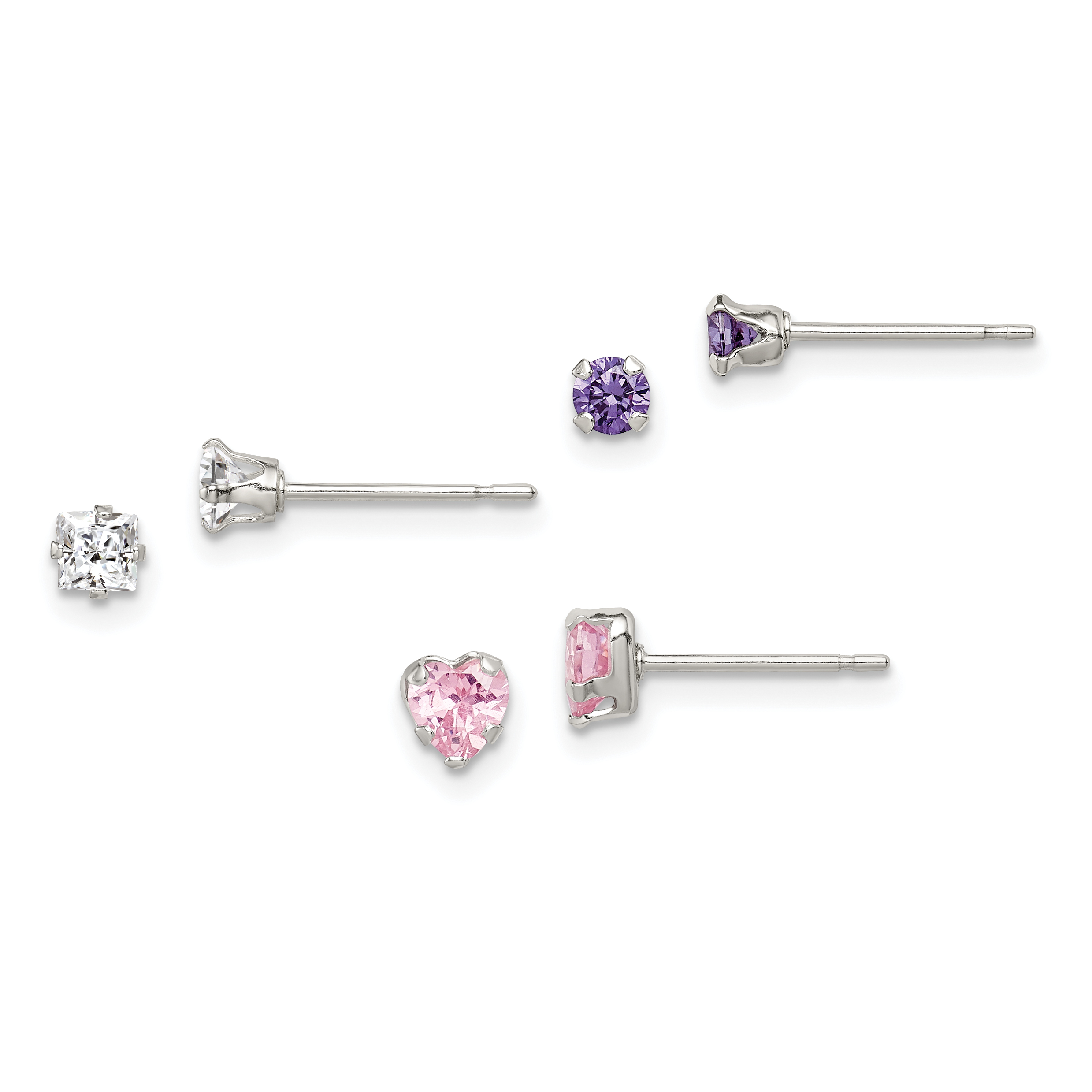 Sterling Silver  3 piece Stellux CrystalPost EarringSet (QE9576)