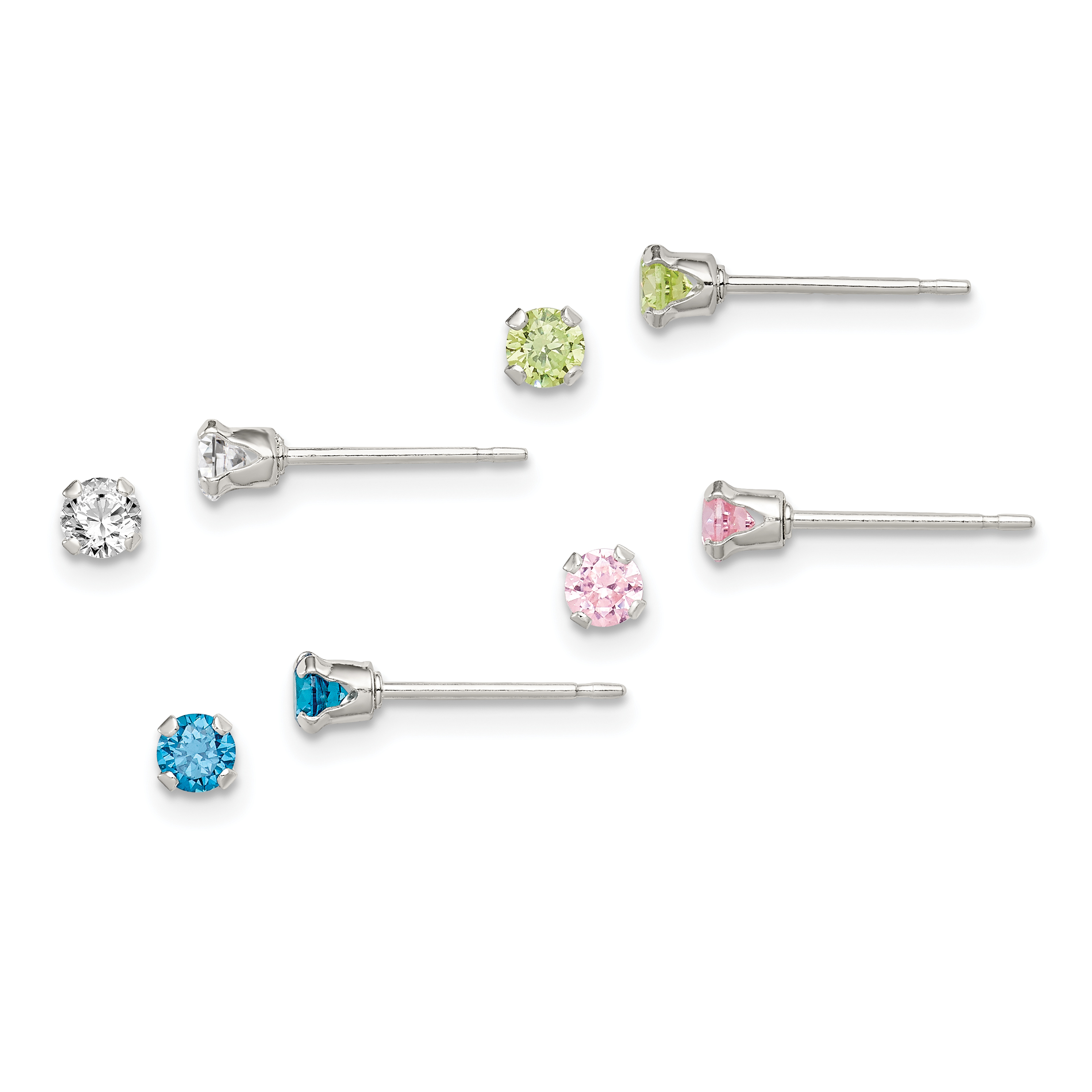 Sterling Silver 4pc Post Stellux Crystal Earring Set (QE9579SET)
