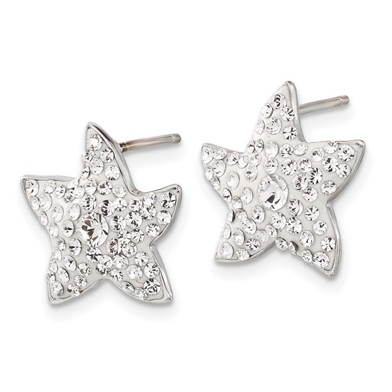 Sterling Silver & Clear Preciosa Crystal Star Post Earrings