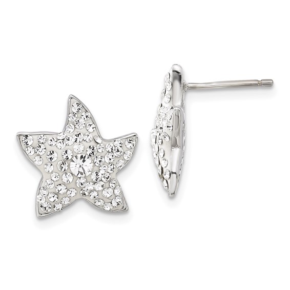 Sterling Silver & Clear Preciosa Crystal Star Post Earrings