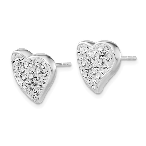 Sterling Silver Stellux Crystal Heart Post Earrings