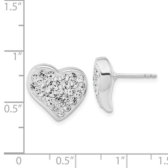 Sterling Silver Stellux Crystal Heart Post Earrings