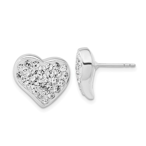 Sterling Silver Stellux Crystal Heart Post Earrings