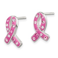 Sterling Silver Pink Stellux Crystal Ribbon Post Earrings view 2