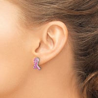 Sterling Silver Pink Stellux Crystal Ribbon Post Earrings view 3