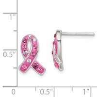 Sterling Silver Pink Stellux Crystal Ribbon Post Earrings view 4