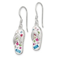 Sterling Silver Stellux Crystal Multi-Color White Flip Flop Earrings view 2