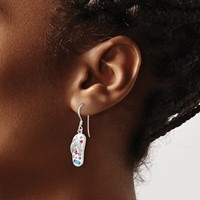 Sterling Silver Stellux Crystal Multi-Color White Flip Flop Earrings view 3