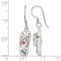 Sterling Silver Stellux Crystal Multi-Color White Flip Flop Earrings view 4