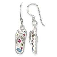 Sterling Silver Stellux Crystal Multi-Color White Flip Flop Earrings view 1