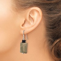 Sterling Silver Polished Black Mother of Pearl & Picasso Jasper Dangle Earrings view 3
