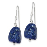 Sterling Silver Polished Blue Lapis Dangle Earrings view 2