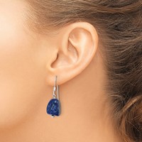 Sterling Silver Polished Blue Lapis Dangle Earrings view 3