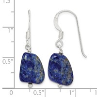 Sterling Silver Polished Blue Lapis Dangle Earrings view 4