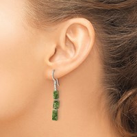 Sterling Silver Polished Green Russian Serpentine Dangle Earrings view 3