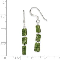 Sterling Silver Polished Green Russian Serpentine Dangle Earrings view 4
