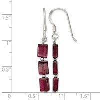 Sterling Silver Polished Triple Rectangle Garnet Dangle Earrings view 4