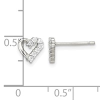 Sterling Silver Rhodium-plated CZ Heart Post Earrings view 4