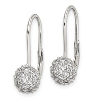 Sterling Silver Rhodium-plated CZ Leverback Earrings view 2