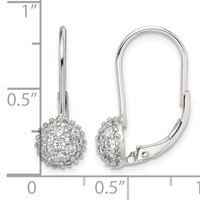 Sterling Silver Rhodium-plated CZ Leverback Earrings view 4