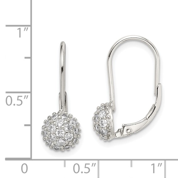 Sterling Silver Rhodium-plated CZ Leverback Earrings