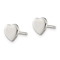 Sterling Silver Rhodium-plated Polished Heart Post Earrings view 2