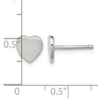 Sterling Silver Rhodium-plated Polished Heart Post Earrings view 4