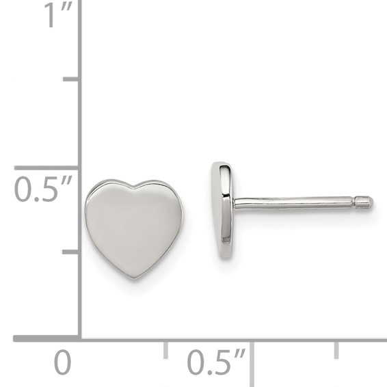 Sterling Silver Rhodium-plated Polished Heart Children's Post Earrings